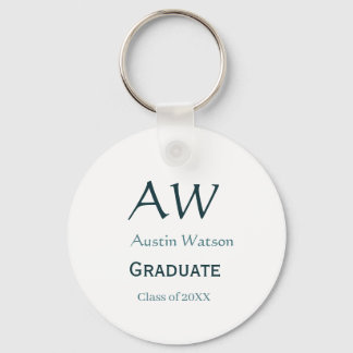 Graduation congrats monogram blue gray name 20XX c Key Ring