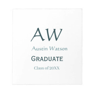 Graduation congrats monogram blue gray name 20XX c Notepad