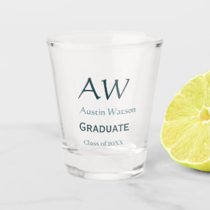 Graduation congrats monogram blue gray name 20XX c Shot Glass