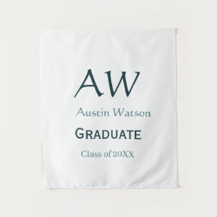 Graduation congrats monogram blue grey name 20XX c Tapestry