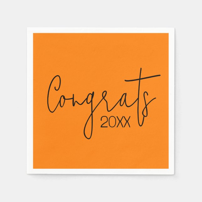 Graduation Congrats On Orange Napkin (Front)