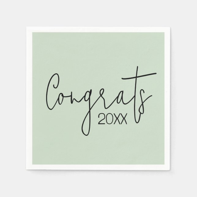 Graduation Congrats On Sage Green Napkin (Front)