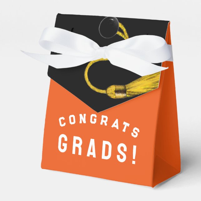 Graduation Congrats Orange Favour Box (Front Side)