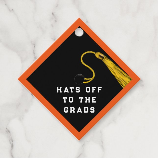 Graduation Congrats Orange Favour Tags (Front)