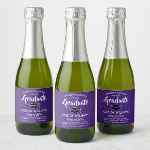 Graduation Congrats Purple and White Mini Split Sparkling Wine Label