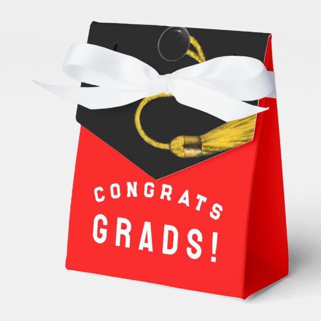 Graduation Congrats Red Favour Box (Front Side)