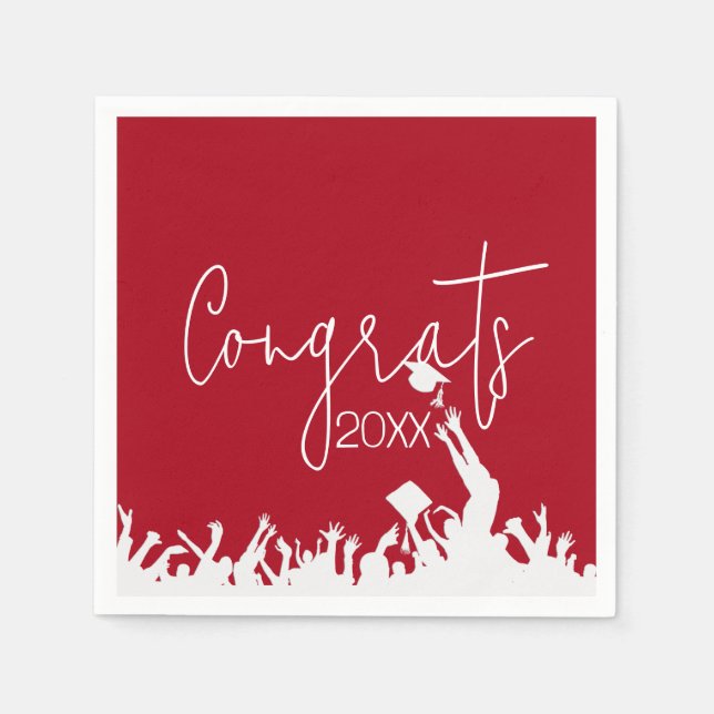 Graduation Congrats With White Caps Napkin (Front)