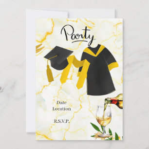 Graduation Congratulation Academic hat and gown Invitation
