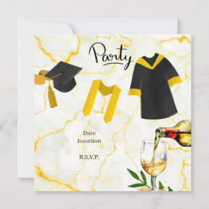 Graduation Congratulation Academic hat and gown Invitation