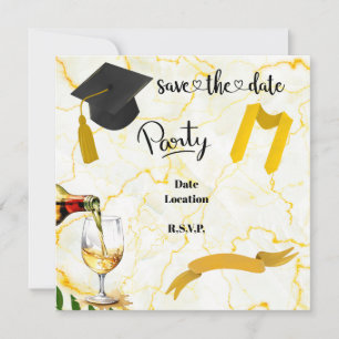 Graduation  Congratulation  Academic hat  and gown Save The Date
