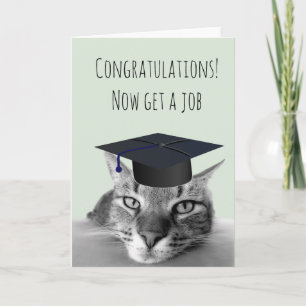 Graduation Congratulations Angry Cat Humour Card