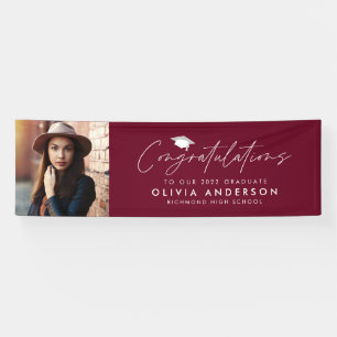 Graduation congratulations burgundy modern photo banner