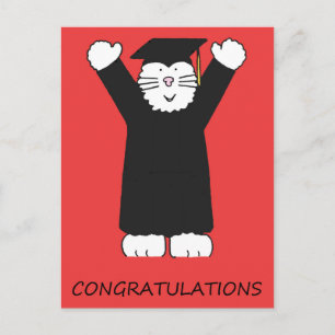 Graduation Congratulations Cartoon Cat Postcard