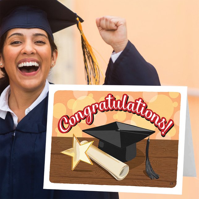 Graduation Congratulations Gold Star Blank Card (Creator Uploaded)