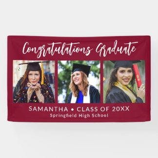 Graduation Congratulations Graduate 3 Photo Maroon Banner