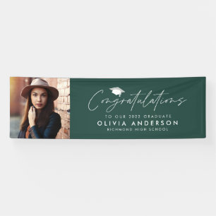 Graduation congratulations green modern photo banner