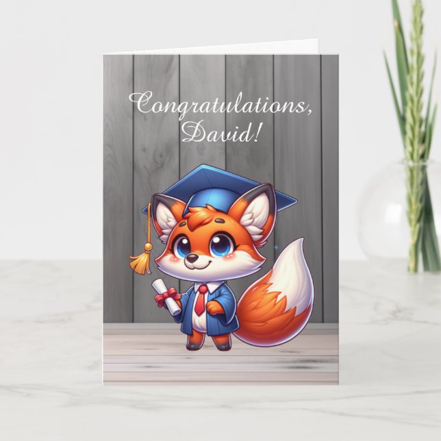 Graduation Congratulations - Happy Grad Fox Card (Front)