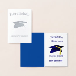 Graduation Congratulations in German - silver Foil Card