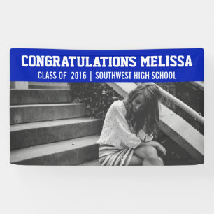Graduation Congratulations Photo Navy Blue Banner