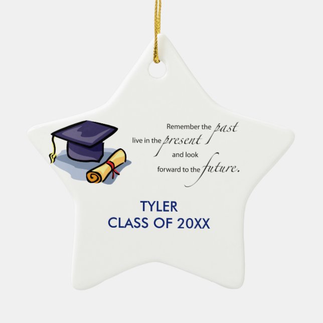 Graduation Congratulations Remember the Past Ceramic Ornament (Front)