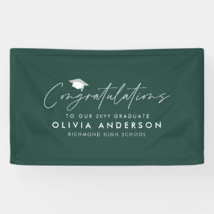 Graduation congratulations simple modern green banner