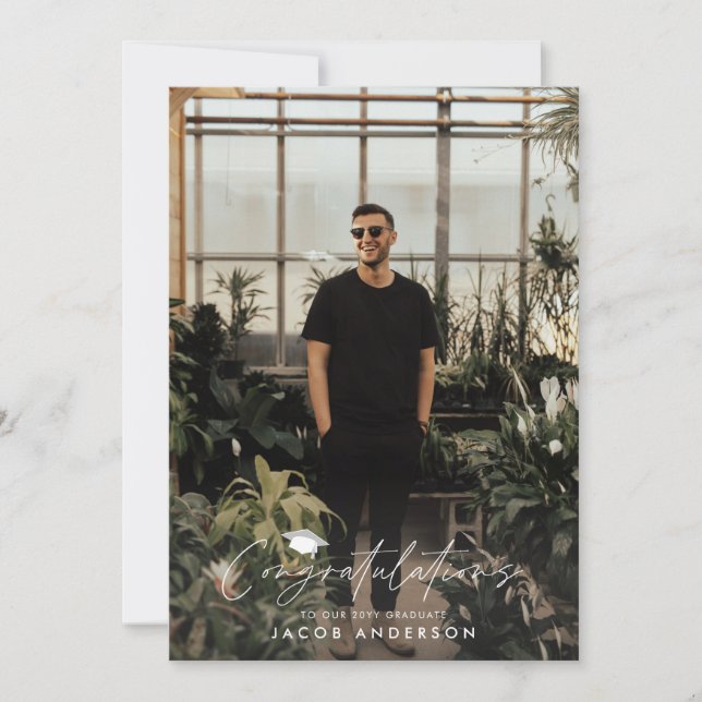 Graduation congratulations simple modern photo inv invitation (Front)