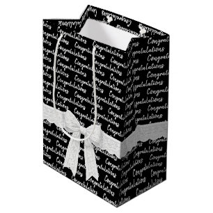 Graduation Congratulations With White Bow  Medium Gift Bag