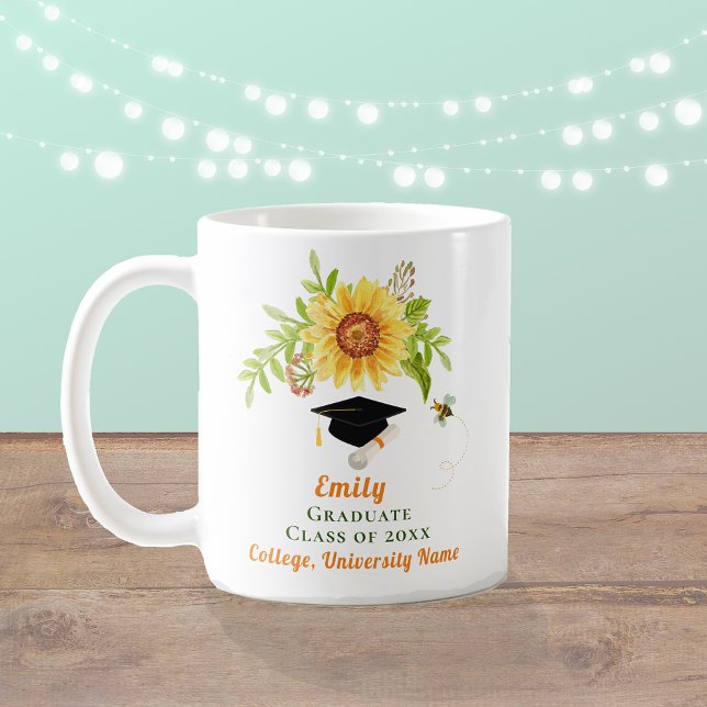 Graduation Congratulations Yellow Sunflower Floral Coffee Mug (Creator Uploaded)
