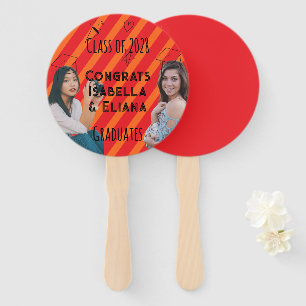 Graduation Congratulatory Doodles Black Text Hand Fan