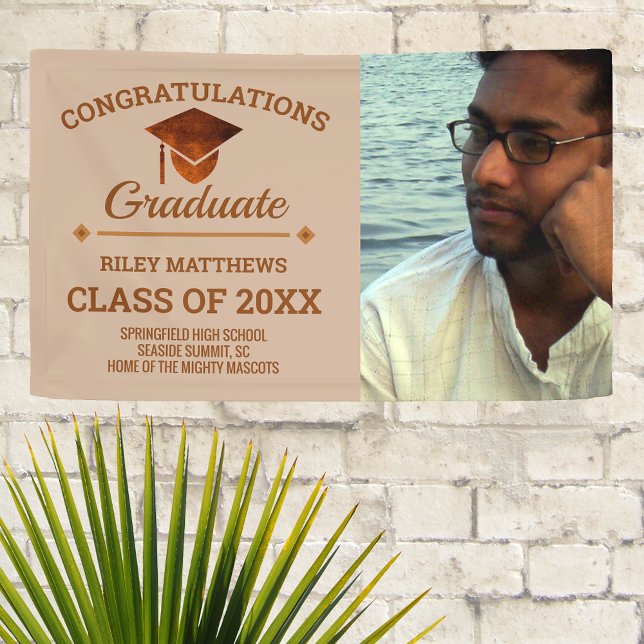 Graduation Copper Congratulations Graduate 1 Photo Banner (Creator Uploaded)