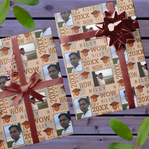 Graduation Copper Cute Wow Graduate 2 Photo Wrapping Paper