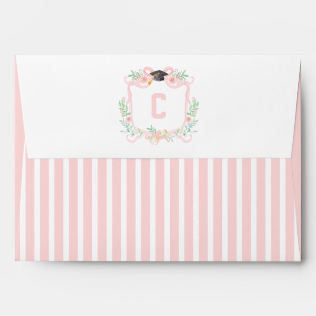 Graduation Coquette Crest Monogram Envelope (Back (Top Flap))