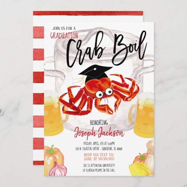 Graduation Crab Boil Invitation (Front/Back)