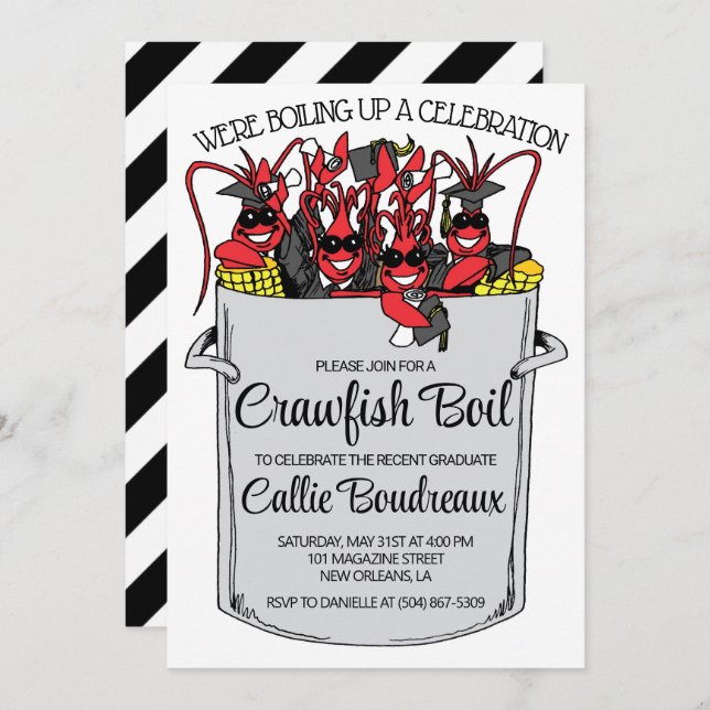 Graduation Crawfish Boil Invitation (Front/Back)