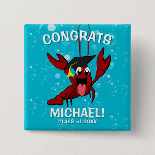 Graduation Crawfish Boil Lobster Party Favor 15 Cm Square Badge