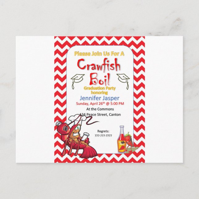 Graduation Crawfish Boil Party Invitation Postcard (Front)