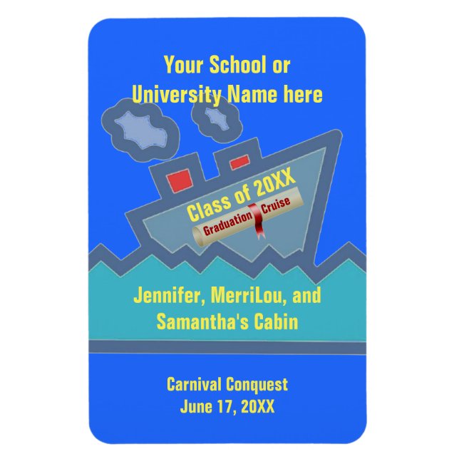 Graduation Cruise Personalised Cabin Door Marker Magnet (Vertical)