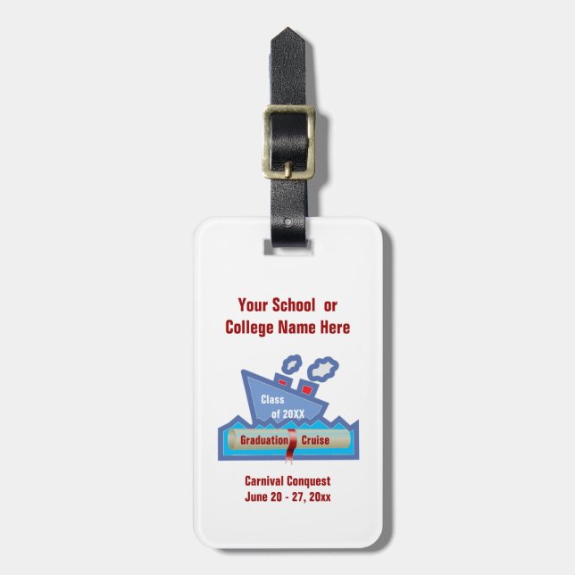 Graduation Cruise Personalised Luggage Tag (Front Vertical)