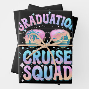 Graduation Cruise Squad Cruising Ship Retro Wrapping Paper Sheet