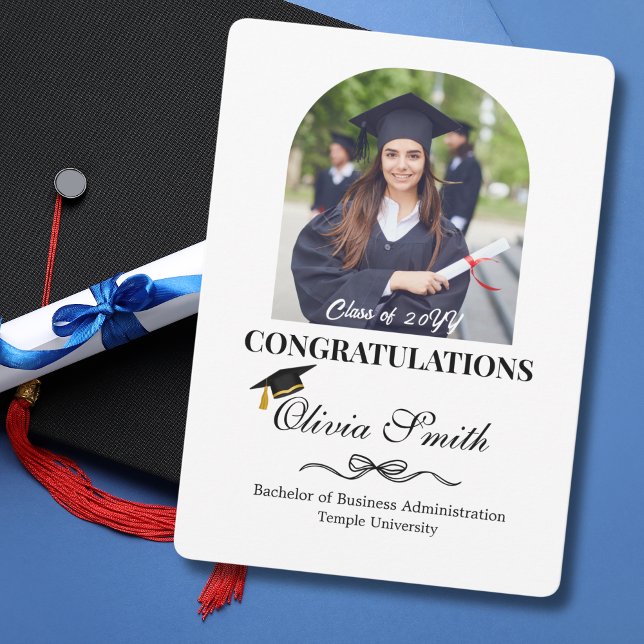 Graduation Custom Arch Photo of Graduate,Modern Holiday Card (Creator Uploaded)