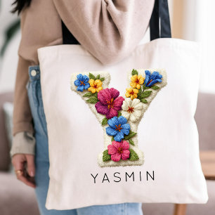 Graduation   Custom Floral Monogram Teacher Gift  Tote Bag