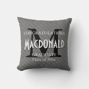 Graduation Custom Keepsake CONGRATULATIONS Grey Cushion