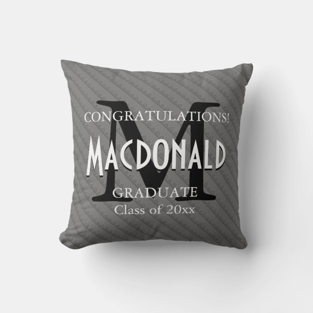 Graduation Custom Keepsake CONGRATULATIONS Grey Cushion (Front)