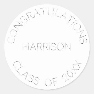 Graduation custom name class year minimalist classic round sticker