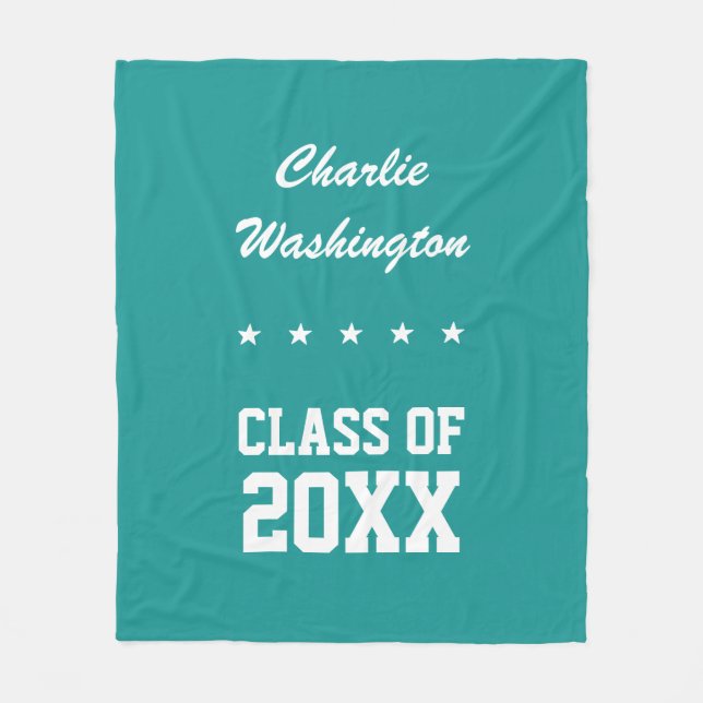 Graduation custom name, year & colour fleece blanket (Front)