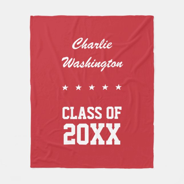 Graduation custom name, year & colour fleece blanket (Front)