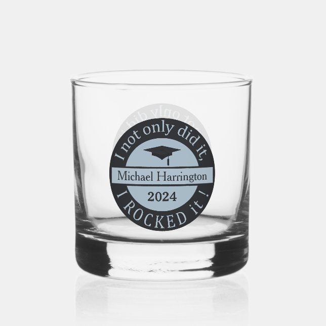 Graduation custom name & year whiskey glass (Front)