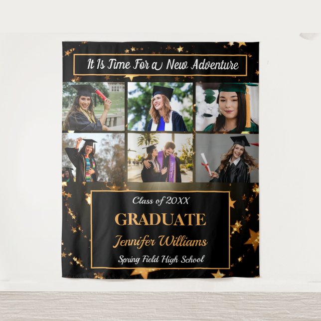 Graduation Custom Photo collage Name Class Year  Tapestry (Front)