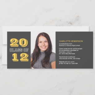 Graduation custom photo invitation grey class of