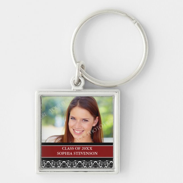 Graduation Custom Year Photo Keychains Red (Front)